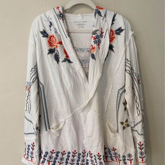 Karyn Seo Handmade Embroidered Cotton Kimono Hoodie xL - Picture 1 of 5